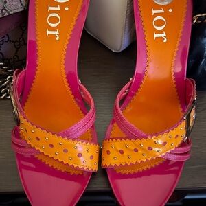 Dior Women's Vibrant Pink and Orange Heels